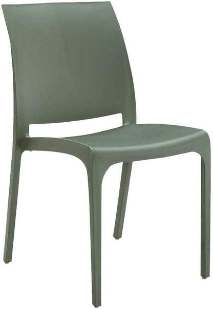 DIVINA HOME Sedia set 4 pz in resina impilabile made in Italy design per interno esterno SOFIA Verde Salvia
