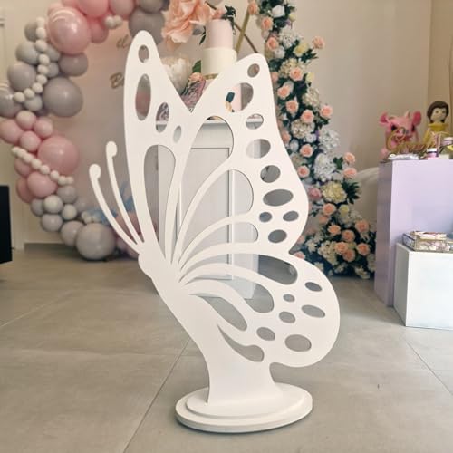 Farfalla da 1 Metro | Struttura per Allestimenti Party, Sagoma in Legno spessore 8mm con Solida Base | Backdrop per Scenografie e Weddind