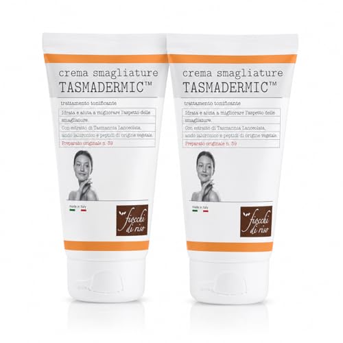 Fiocchi di Riso Crema Smagliature TASMADERMIC™ con Acido Ialuronico e Peptidi Vegetali, Trattamento Tonificante, 2 Pezzi