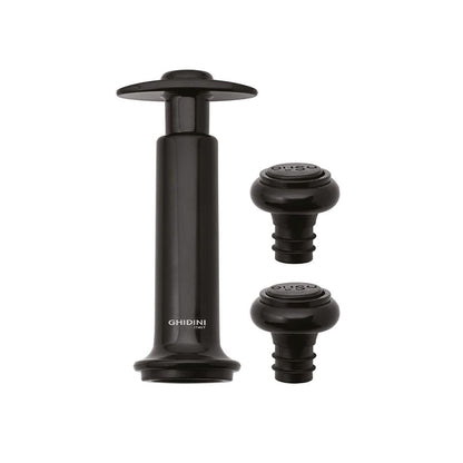 Ghidini Italy | Pompetta Salvavino Sottovuoto con 2 Tappi; Sistema salva freschezza per Bottiglie di Vino