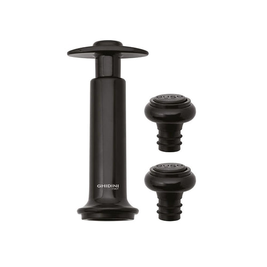 Ghidini Italy | Pompetta Salvavino Sottovuoto con 2 Tappi; Sistema salva freschezza per Bottiglie di Vino