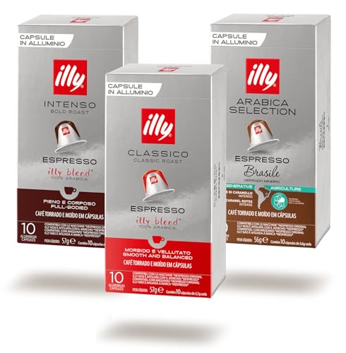 ILLY | 150 Capsule Compatibili Nespresso Assortite, Intenso, Classico, Brasile Cerrado Mineiro