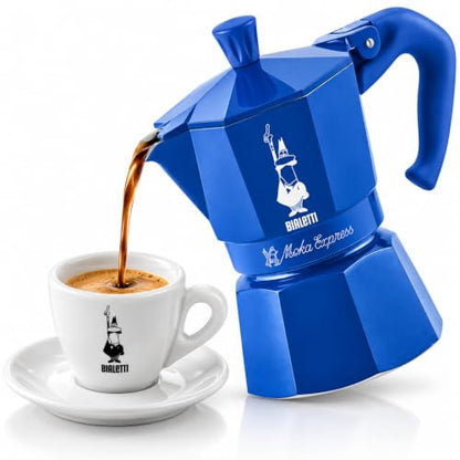 Bialetti Moka Express Caffettiera Blu in Alluminio 1 Tazza o 3 Tazze