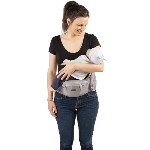 Chicco Hip Seat Carrier Marsupio Neonati Ergonomico da 0 Mesi a 15 kg, Porta Bebè 3in1 Multifunzione con Base Rigida Staccabile, Spallacci Imbottiti e Cappuccio Protettivo, 8 Posizioni - Beige
