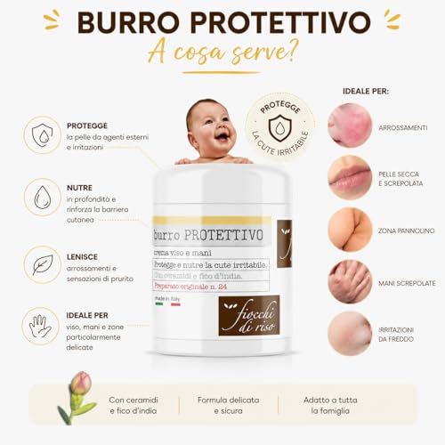 Fiocchi di Riso Crema Fluida Corpo, Latte Idratante 24h, con Olio di Riso e Mandorle, per Pelle Sensibile di Neonati e Bambini, 140 ml