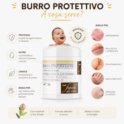 Fiocchi di Riso Crema Fluida Corpo, Latte Idratante 24h, con Olio di Riso e Mandorle, per Pelle Sensibile di Neonati e Bambini, 140 ml