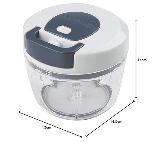 Fackelmann Tritatutto Multifunzione, Linea Easy Prepare, Ideale per tritare cipolle, Noci, Erbe aromatiche, e Altro ø14,5x13cm, Colore:Blu Scuro e Bianco