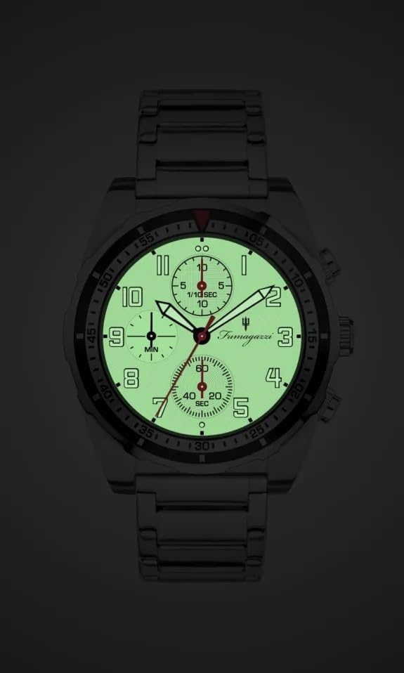 Generico FU189 Orologio da Polso Fumagazzi - Er Cavaliere Neon, ø 40 mm, Cinturino Acciaio Spazzolato, Movimento Cronografo al Quarzo, Water Resistant 5 atm