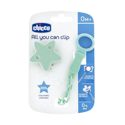 CHICCO Catenella EasyClip Stella | All You Can Clip, Catenena Portaciuccio, Morbide Clip per Bambino Adatta sia Succhietti con Anello e Succhietto con Bottone