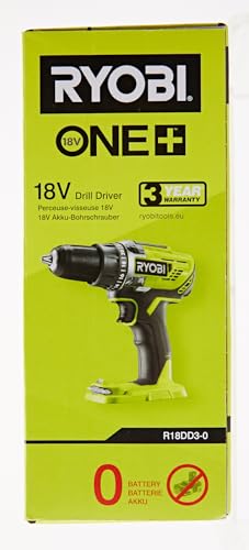 Ryobi R18DD3 – 0 Trapano Avvitatore a Batteria 18V ONE+, Batteria non Inclusa, con Luce LED, 2 Velocità, per Legno e Metallo