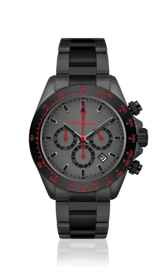 Generico FU084 Orologio da Polso Fumagazzi - LatOscuro, ø 39 mm, Cinturino Acciaio Solido Spazzolato, Movimento Cronografo, Water Resistant 5 atm