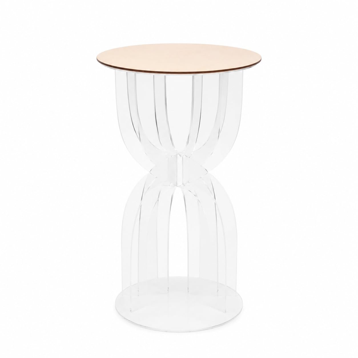 Carpe Diem Shop Tavolino in Plexiglass Trasparente alto 60 cm, Design Moderno, Struttura a Clessidra, Ideale per Matrimoni, Eventi e Showroom
