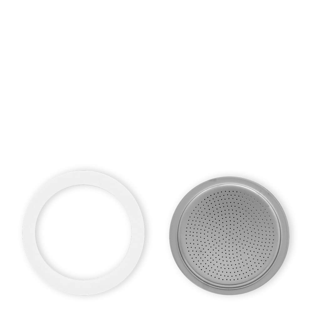 Bialetti Ricambi, Include 1 Guarnizione e 1 Piastrina, Compatibili con Moka express 6 tazze, Moka Induction, Orzo Express e Brikka
