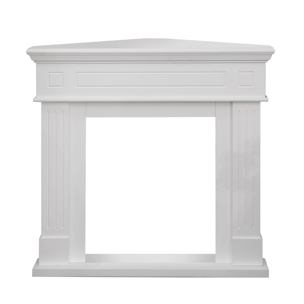 Cornice per camino ad angolo rivestimento in legno L110xP63xH102 Ford Bianco