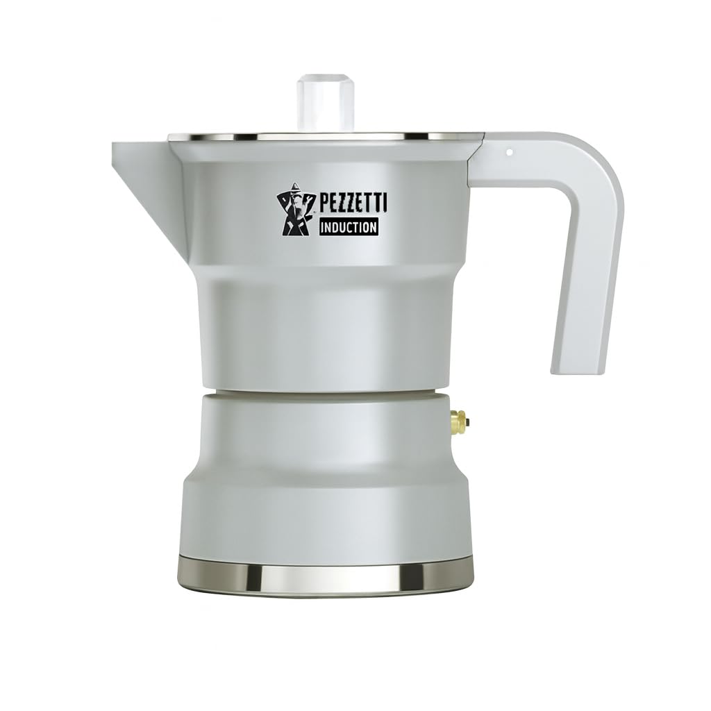 Pezzetti Caffettiera Moka Adatta all'induzione, 2 Tazze, Grigio Cemento, Modello Solid Express