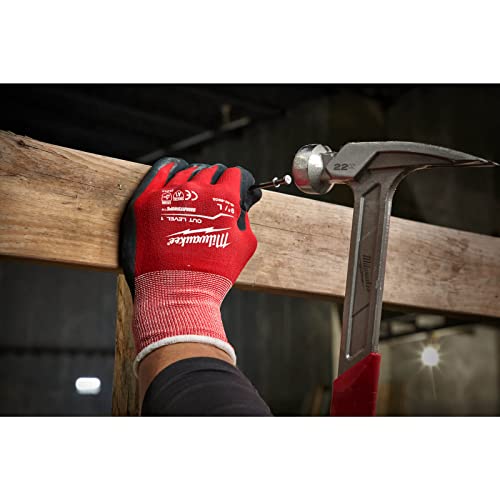 Milwaukee Guanti Resistenti Taglia L Livello 1-4932471417, Nitrile e Nylon, Rosso