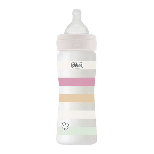 Medium Flow Wellbeing Bottle, with Physio Teat in Soft Silicone and Soft Sense Finish, Anti-Colic, Reduces Regurgitation and Irritability, 250 ml Plastic Bottle, 2 Months+, Girl