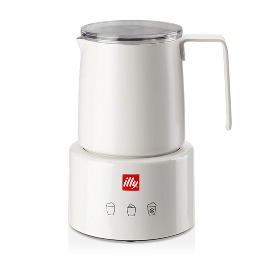 ILLY Milk Frother Bianco | Montalatte Elettrico per Schiuma latte Calda e Fredda e Cioccolata Calda