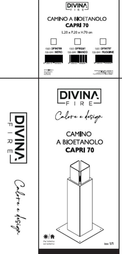 Divina Fire Camino a bioetanolo da Giardino biocamino per Esterno Capri 70 Bianco