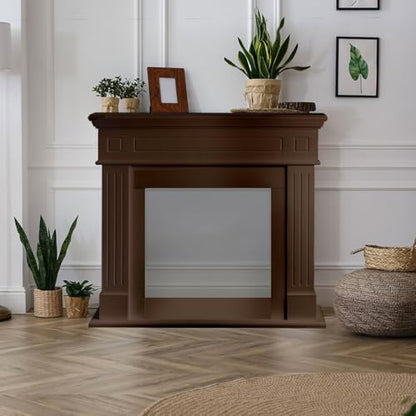 Cornice per camino rivestimento in legno L110xP36xH100 Cambridge Noce