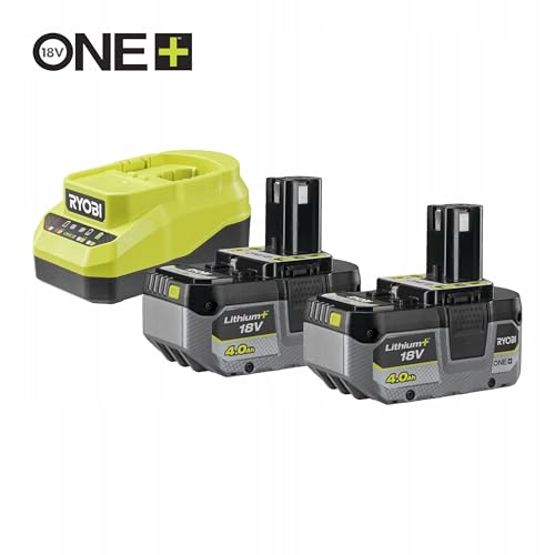 RYOBI Kit Batteria 18V ONE+™ Lithium+™ 4,0 Ah con Caricabatteria Compatto, Compatibile con Tutti gli Utensili 18V ONE+™