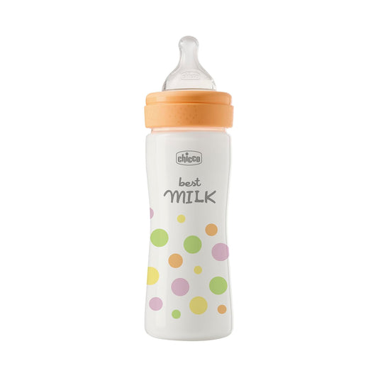 Chicco Biberon Perfect Easy Flusso Medio, con Tettarella Physio in Morbido Silicone e Finitura Soft Sense, Anticolica, Riduce Rigurgito e Irritabilità, Bottiglia in Plastica da 250ml, 2Mesi+, Bambina