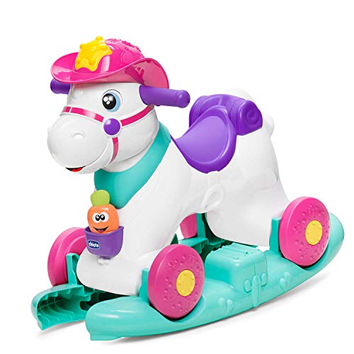Chicco - Cavallo a Dondolo per Bambini Miss Baby Rodeo, Gioco Educativo e Interattivo, Cavallo Cavalcabile Bambina con Effetti Sonori, Max 25 kg, Giochi per Bambini 1-3 Anni, Made in Italy