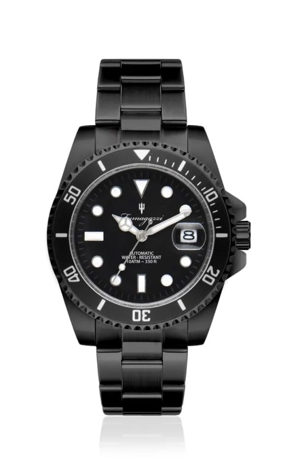 Generico FU027 Orologio da Polso Fumagazzi - Palo mbaro Nero di Seppia, ø 40 mm, Cinturino Acciaio Solido Lucido, Movimento Automatico, Water Resistant 10 atm