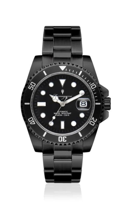 Generico FU027 Orologio da Polso Fumagazzi - Palo mbaro Nero di Seppia, ø 40 mm, Cinturino Acciaio Solido Lucido, Movimento Automatico, Water Resistant 10 atm