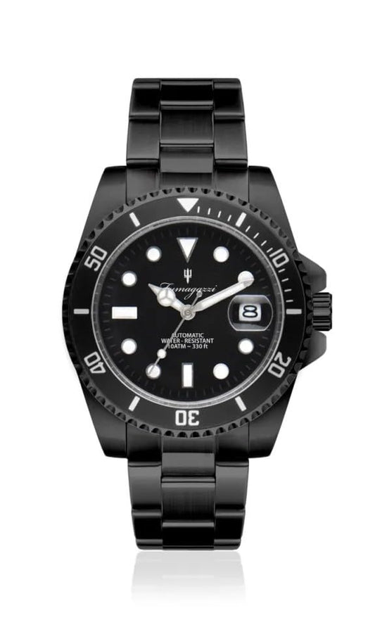 Generico FU027 Orologio da Polso Fumagazzi - Palo mbaro Nero di Seppia, ø 40 mm, Cinturino Acciaio Solido Lucido, Movimento Automatico, Water Resistant 10 atm