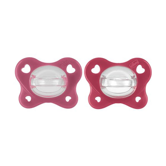 Chicco Gommotto Dual Soft, Ciuccio in Silicone 16-36 Mesi, Bicolore, Set di Gommotti con Doppia Morbidezza, Supportano la Respirazione e Favoriscono il Corretto Sviluppo della Bocca, 2 Pezzi, Bimba