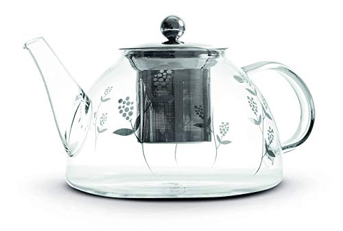 WD LIFESTYLE - Tisaniera In Vetro Borosilicato Con Filtro In Acciaio - Decoro Estate