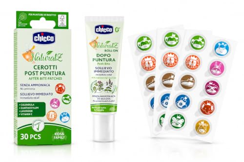 Chicco Dopo Puntura 10 ml + 30 Cerotti Dopopuntura, Formula Delicata Senza Alcol, per Bambini | Sollievo dopo la puntura degli insetti