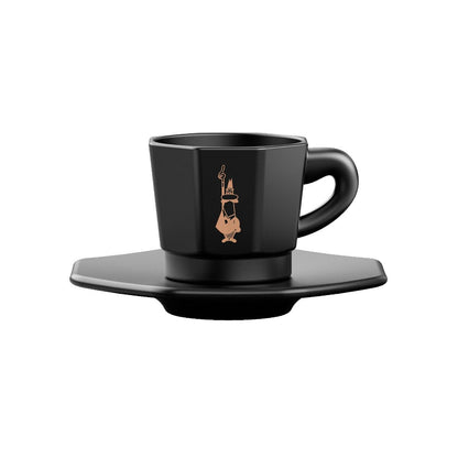 Bialetti Tazzine Ottagonali, Porcellana, Nero-Oro Rosa, 75 unità
