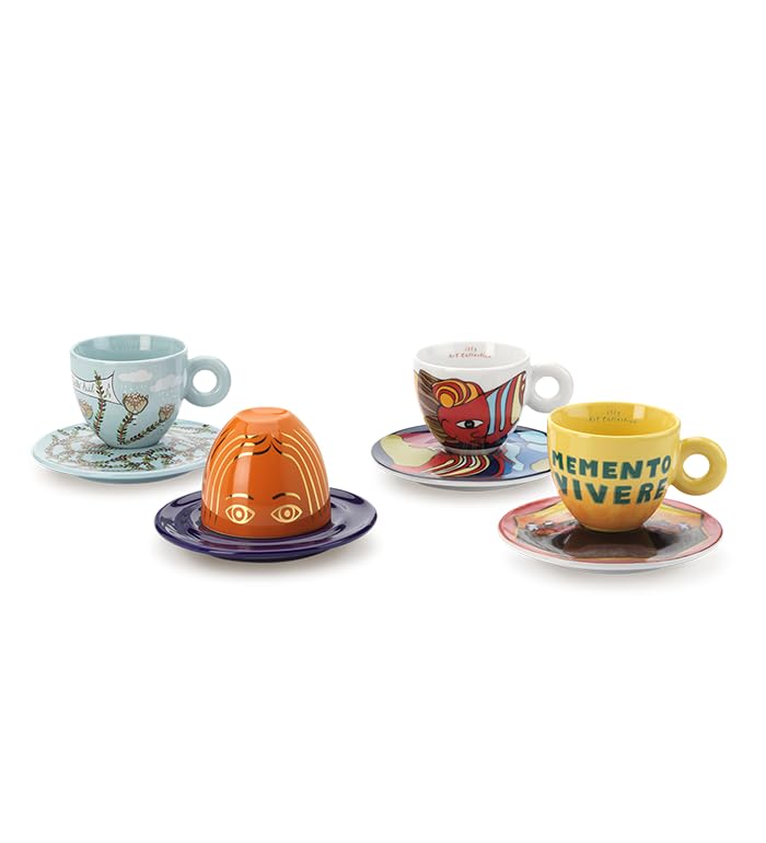 illy ART COLELCTION 25787 Tazze Biennale 2026, 4 Tazzine da Cappuccino Numerate e Firmate Maher, Werewere, Petersen e Rahman