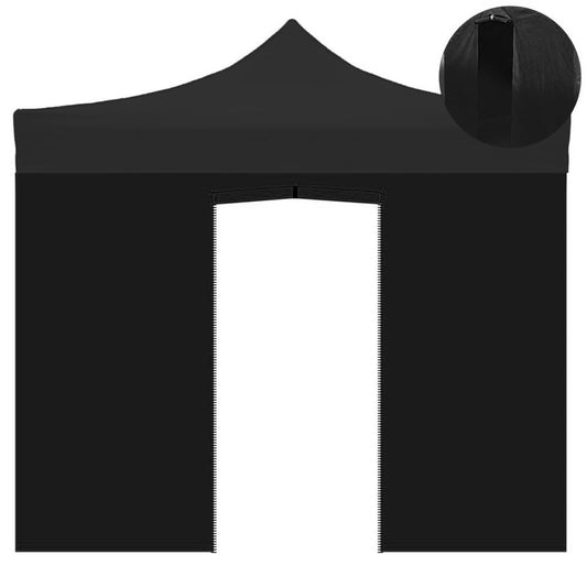 Divina Garden Telo Laterale 3x2mt Nero Impermeabile con Porta avvolgibile per Gazebo richiudibile