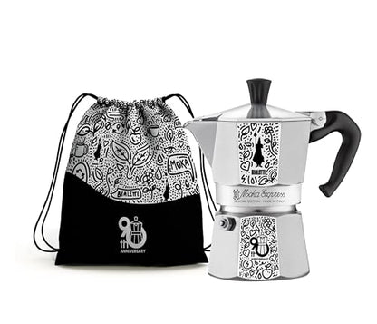 BIALETTI Moka Express Anniversary 3 Tazze | Caffettiera in Alluminio Celebrativa 90th Anniversario