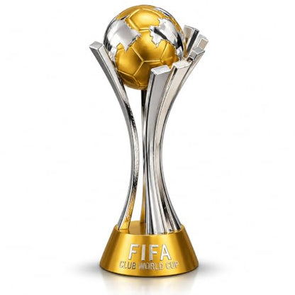 Trofeo Club World Cup in Resina 42 cm | Coppa Mondiale per Club Oro e Argento Lucido, Base Antiscivolo, Altezza 42 cm, Premiazione Calcio, Da Collezione