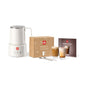 ILLY Milkfrother | Montalatte Elettrico + Indulgence Kit, Un set con 2 Bicchieri in vetro illy, due Cucchiaini in Acciaio inox di Design e un Ricettario di Ricette Caffè