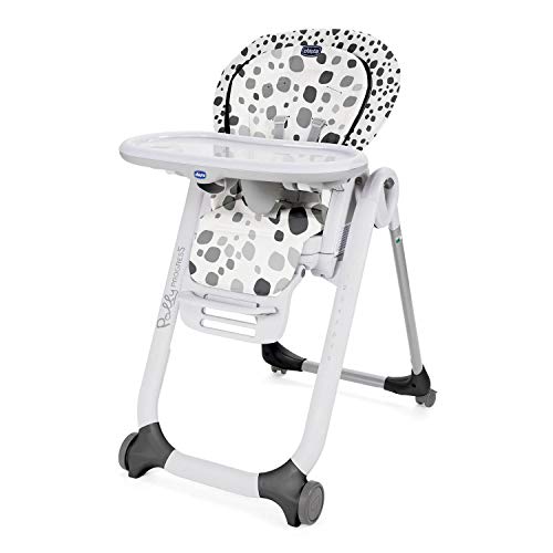 Chicco Polly Progres5 Seggiolone Pappa Regolabile per Bambini 0 Mesi, 3 Anni (15 kg), Trasformabile in Rialzo Sedia Bambini, Reclinabile a Sdraietta, con 4 Ruote e Chiusura Compatta, Anthracite