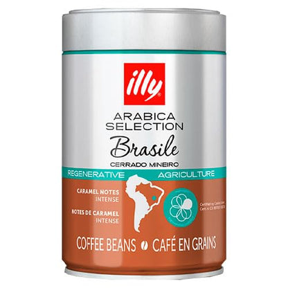 ILLY 6 Barattoli di Caffè in Grani da 250 Grammi Arabica Selection Brasile Cerrado Mineiro Certificato Regenagri