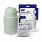 Chicco Mangiapannolini Telescopico Controlla Odori Compatto, Smaltimento Pannolini, Cestino Contenitore Pieghevole e Salvaspazio, Verde + 45 Sacchetti Odour off