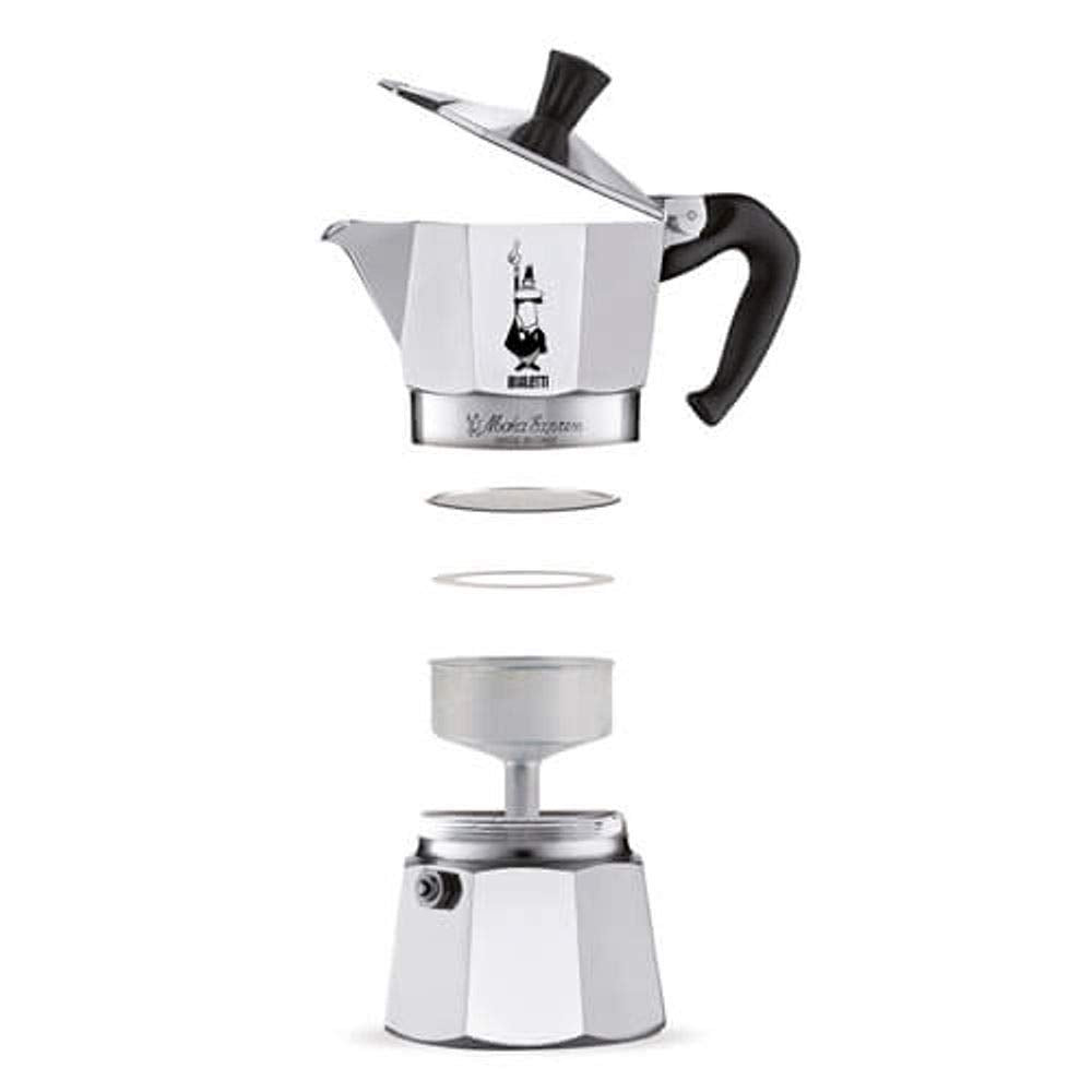 Bialetti Caffettiera Moka Express 18 Tazze, Manico anti scottatura, Non adatta a induzione, 18 Tazze (800 ml), Alluminio