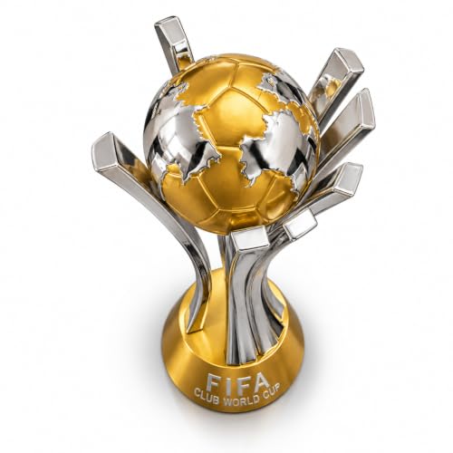 Trofeo Club World Cup in Resina 42 cm | Coppa Mondiale per Club Oro e Argento Lucido, Base Antiscivolo, Altezza 42 cm, Premiazione Calcio, Da Collezione