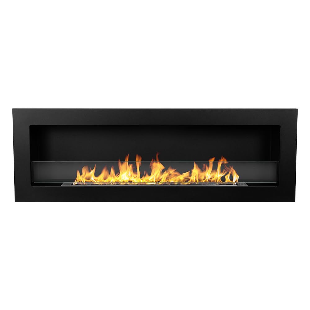 Divina Fire Camino a bioetanolo da Incasso Parete biocamino 120x40 Livorno 120 Nero