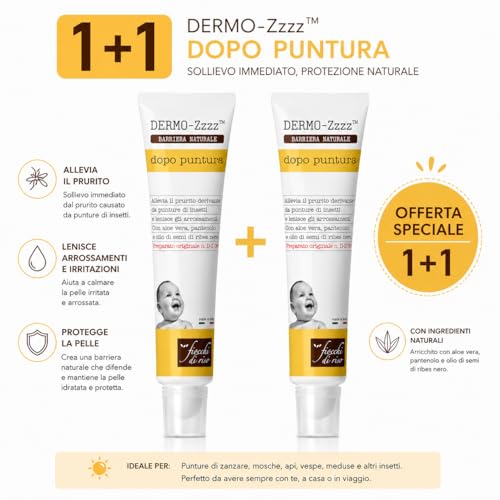 Fiocchi di Riso Dermo-Zzzz Dopo Puntura, Lenitivo Calmante, Aloe Vera e Pantenolo, Allevia il Prurito da Punture di Insetti, 14ml