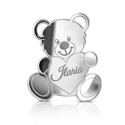 Ciondolo Orsetto Plexiglass 5cm Personalizzabile Mini Orso con Cuore Decorativo in Plexiglass Specchiato, 38 mm, Personalizzabile con Incisioni, per Bomboniere e Segnaposto
