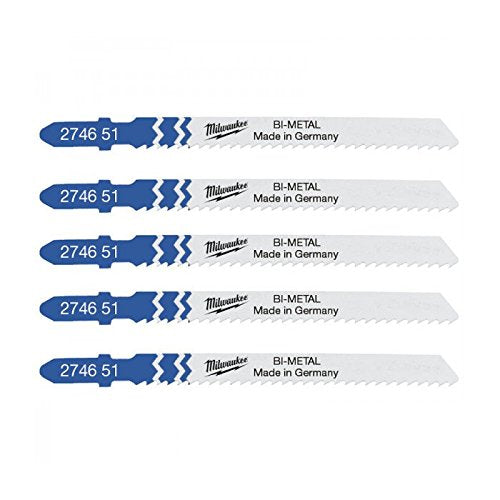 MILWAUKEE 5 Lame per Seghetto Attacco a T | Lunghezza Lama 75mm | per Metallo