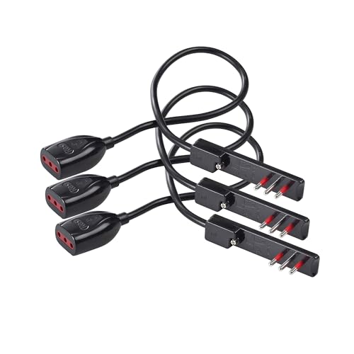 ROSI 3 Pezzi Prolunga e Spina Ultrapiatta Salvaspazio Emilia Flat, 10A-16A 2P+T, Angolatura 90°, 6mm di Spessore con Presa
