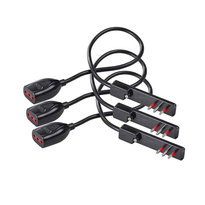 ROSI 3 Pezzi Prolunga e Spina Ultrapiatta Salvaspazio Emilia Flat, 10A-16A 2P+T, Angolatura 90°, 6mm di Spessore con Presa